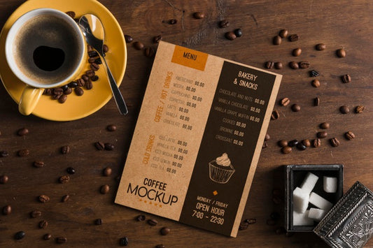 Free Top View Of Coffee Concept Mock-Up Psd