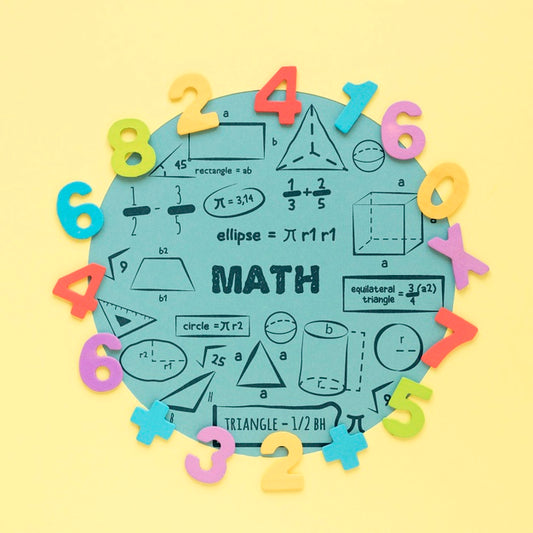 Free Top View Of Colorful Numbers For Mathematics Psd