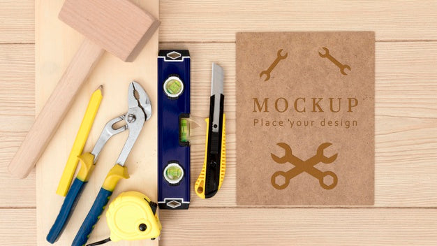 Free Top View Of Construction Toold Mock-Up Psd