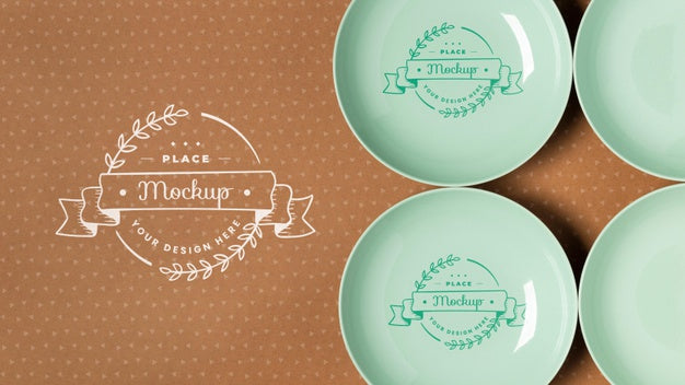 Free Top View Of Crockery Concept Mock-Up Psd