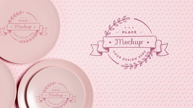 Free Top View Of Crockery Concept Mock-Up Psd