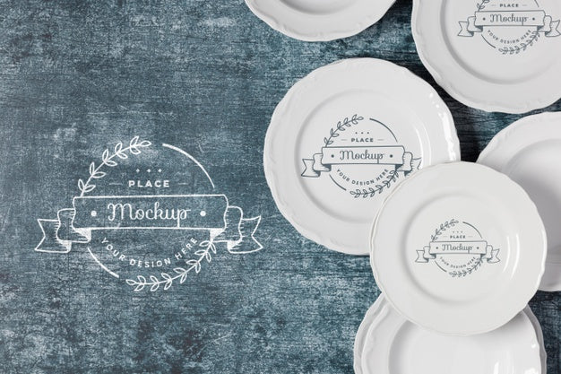 Free Top View Of Crockery Concept Mock-Up Psd