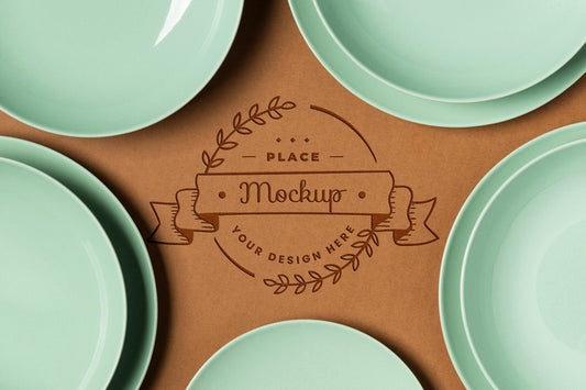 Free Top View Of Crockery Concept Mock-Up Psd