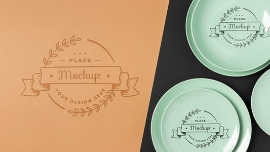 Free Top View Of Crockery Concept Mock-Up Psd