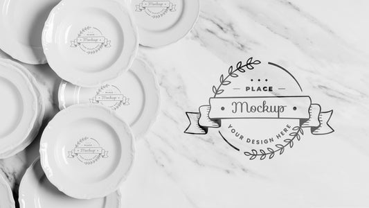 Free Top View Of Crockery Concept Mock-Up Psd