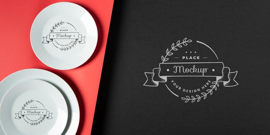 Free Top View Of Crockery Concept Mock-Up Psd