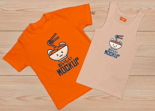 Free Top View Of Cute T-Shirt Concept Mock-Up Psd