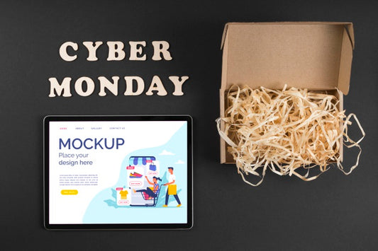 Free Top View Of Cyber Monday Concept Mock-Up Psd