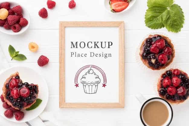 Free Top View Of Delicious Bakery Concept Mock-Up Psd