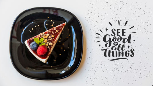 Free Top View Of Delicious Cheesecake Psd
