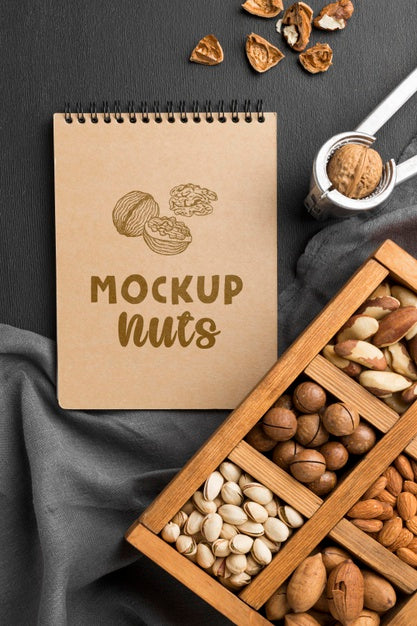 Free Top View Of Delicious Nuts Mock-Up Psd