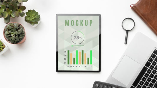 Free Top View Of Desk Concept Mock-Up Psd