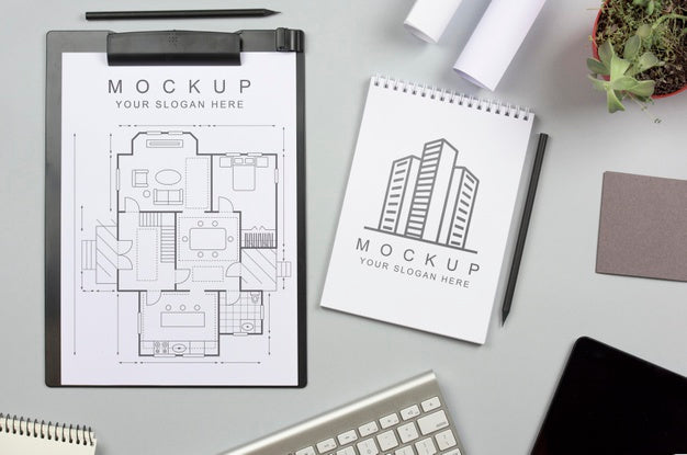 Free Top View Of Desk Concept Mock-Up Psd