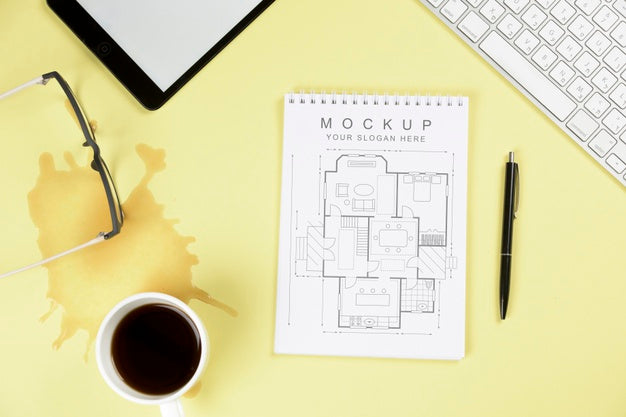 Free Top View Of Desk Concept Mock-Up Psd