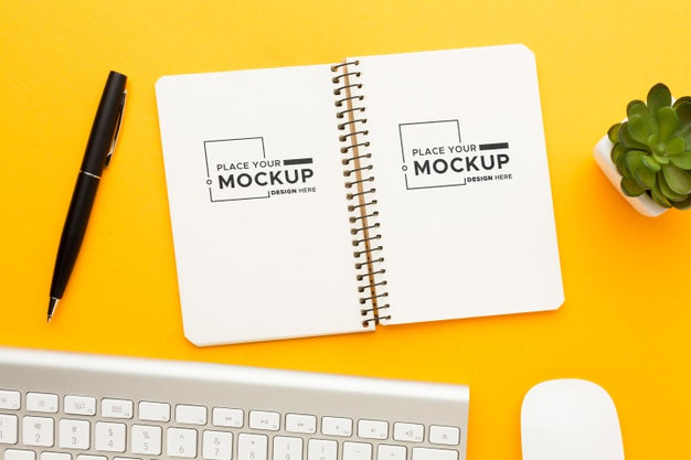 Free Top View Of Desk Concept Mock-Up Psd