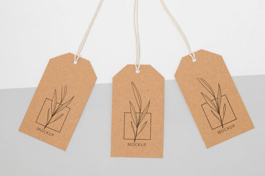 Free Top View Of Eco-Friendly Price Tags Mock-Up Psd