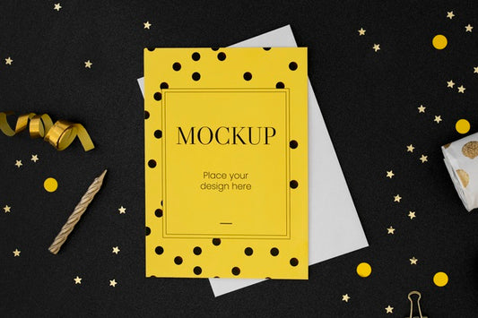 Free Top View Of Elegant Birthday Card Mock-Up Psd