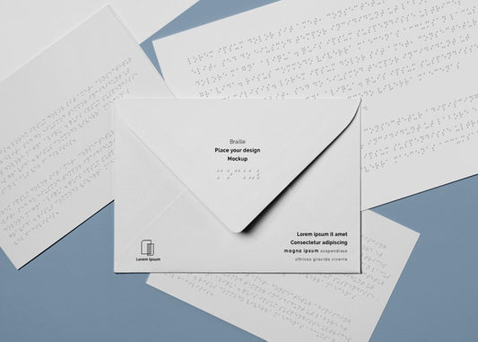 Free Top View Of Envelope With Braille Writing Psd
