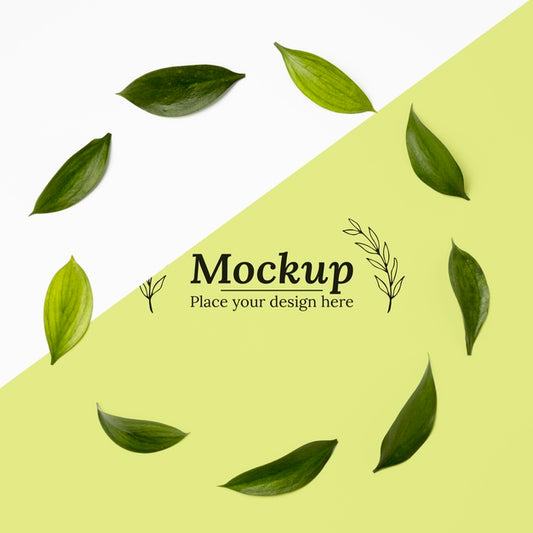 Free Top View Of Foliage Frame Mock-Up Psd