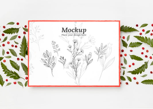 Free Top View Of Foliage Mock-Up Psd