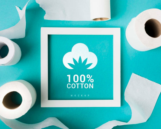 Free Top View Of Frame With Toilet Paper Rolls Psd