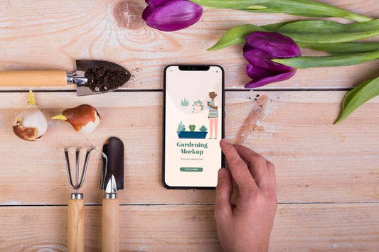 Free Top View Of Gardening Concept Mock-Up Psd