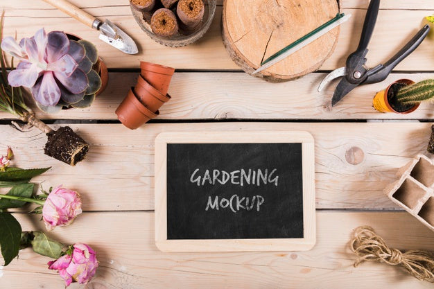 Free Top View Of Gardening Concept Mock-Up Psd