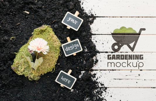 Free Top View Of Gardening Concept Mock-Up Psd