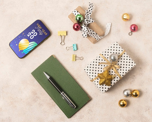 Free Top View Of Gifts Mock-Up Psd