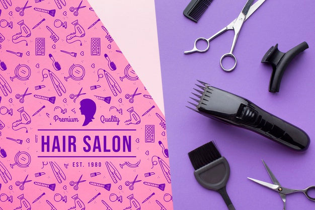 Free Top View Of Hairdresser Concept Mock-Up Psd