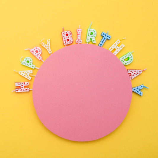 Free Top View Of Happy Birthday Candles For Anniversary Celebration Psd