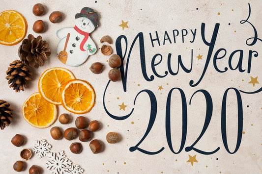 Free Top View Of Happy New Year 2020 Mock-Up Psd