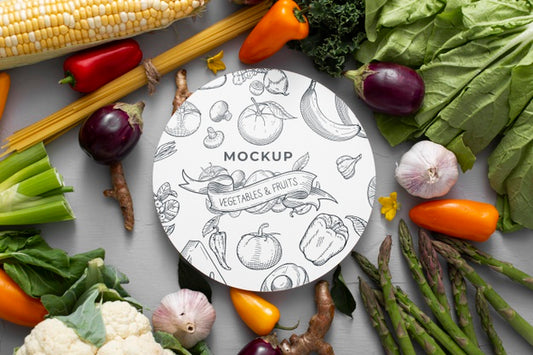 Free Top View Of Healthy Vegetables Concept Mock-Up Psd
