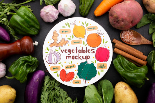 Free Top View Of Healthy Vegetables Concept Mock-Up Psd