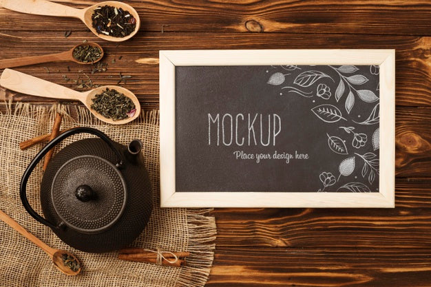 Free Top View Of Herbal Tea Concept Mock-Up Psd
