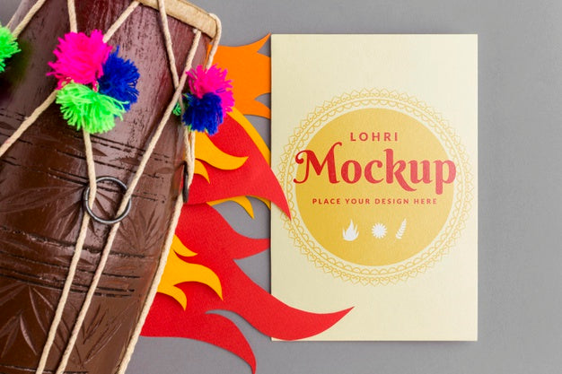 Free Top View Of Lohri Concept Mock-Up Psd