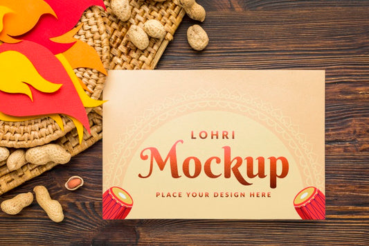 Free Top View Of Lohri Concept Mock-Up Psd