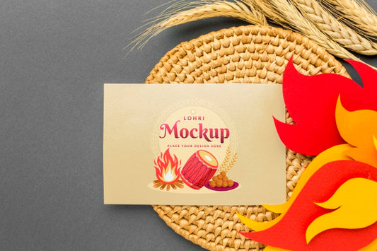 Free Top View Of Lohri Concept Mock-Up Psd