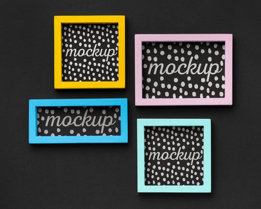 Free Top View Of Lots Of Mock-Up Frames Psd