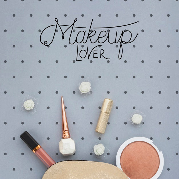 Free Top View Of Make-Up Concept Mock-Up Psd