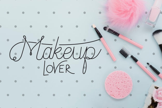 Free Top View Of Make-Up Concept Mock-Up Psd