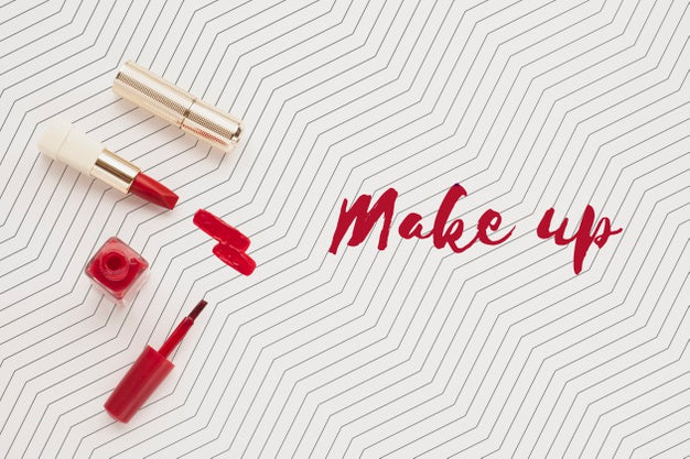 Free Top View Of Make-Up Concept Mock-Up Psd