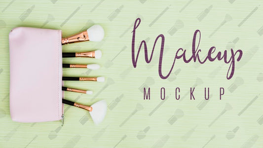 Free Top View Of Makeup Mock-Up Concept Psd