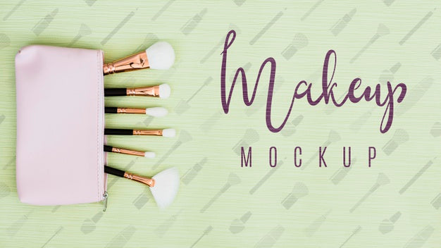 Free Top View Of Makeup Mock-Up Concept Psd