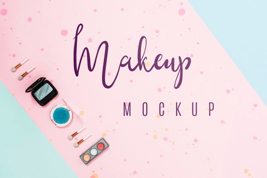 Free Top View Of Makeup Mock-Up Concept Psd