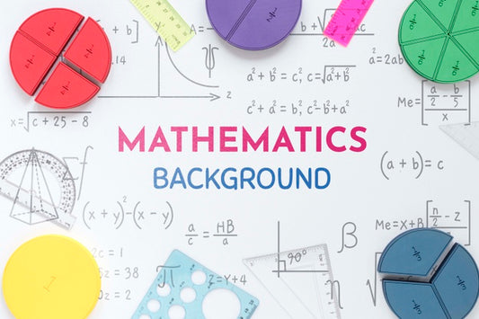 Free Top View Of Mathematics Background With Shapes And Rulers Psd