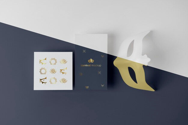 Free Top View Of Minimalistic Carnival Invitation With Mask Psd