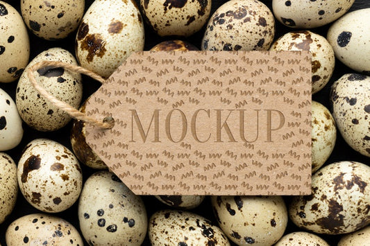 Free Top View Of Mock-Up Frame Tag With Eggs Psd