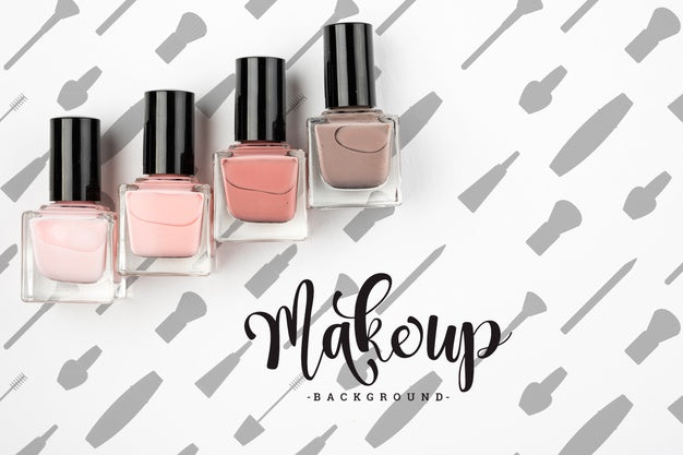 Free Top View Of Nail Polish With Different Shades Psd