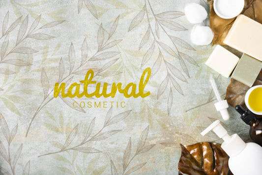 Free Top View Of Natual Skincare Cosmetics Psd